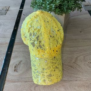 Yellow Lace & Bling Baseball Hat 🌟